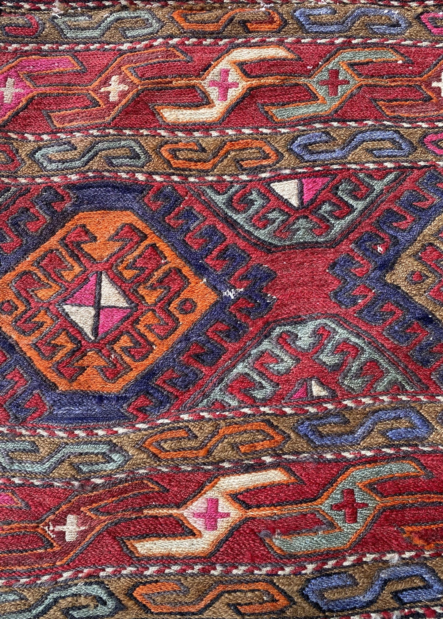 Antique Caucasian Kilim, Mafrash Panel, Open Beshik Kilim, 3x6 Soumak Rug