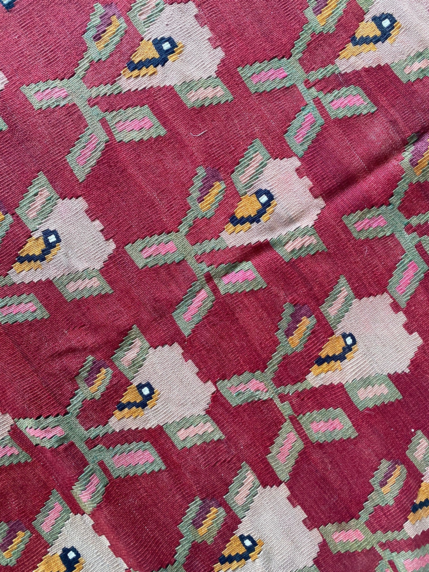 Karabagh kilim,Caucasus Kilim,Rose Motif,Caucasian Kilim, Kilim Rug, Decorative Kilim,4x8 Kilim,4x8 Rug