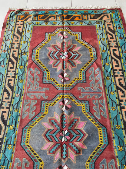 Antique Caucasus Kilim, Avar Kilim Rug, 5x10 Kilim Rug