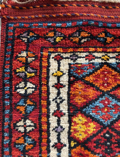 Semi Antique Kurdish Carpet,Kurdish Rug,Herki Nomad Rug,Colorful Handmade Rug,Oriental Rug,Nomadic Rug,3x7 Rug