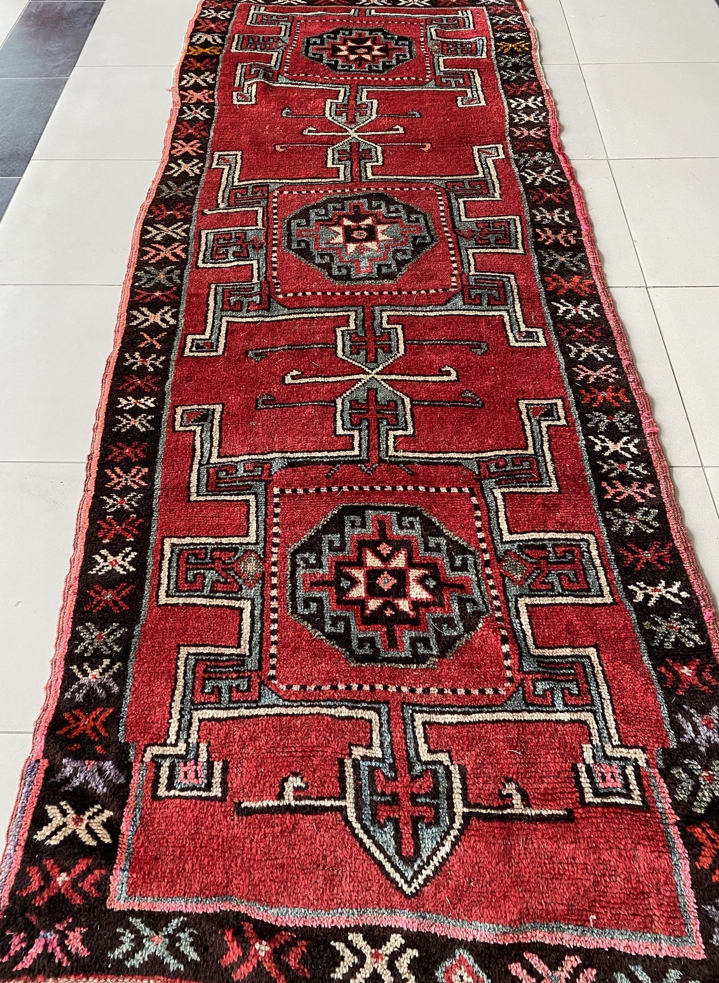 Antique Kurdish Tribal Rug, Nomadic Rug, Oriental Rug, Handwoven Rug, Goyan Tribe Carpet, 4x11 Rug