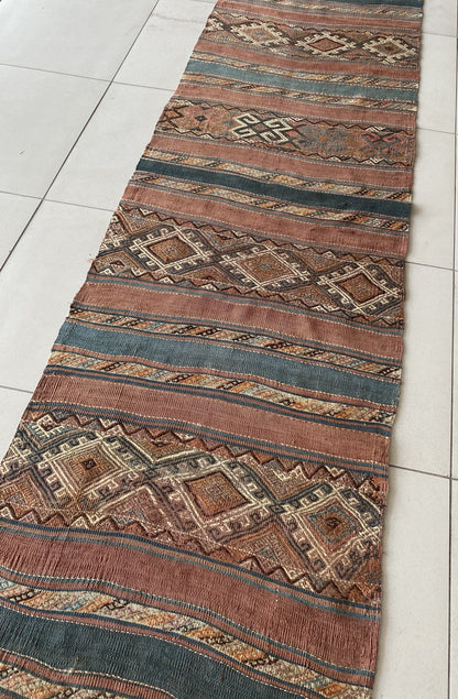 Antique Caucasian Kilim Runner Rug