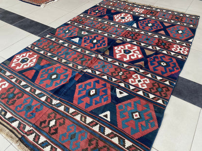 Antique Shirvan Kilim Rug, 6x10 Kilim Rug