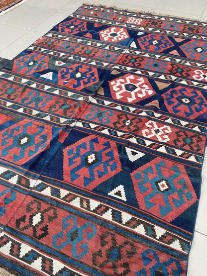 Antique Shirvan Kilim Rug, 6x10 Kilim Rug