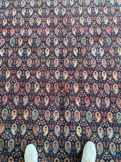 Turkish Hereke Wool Carpet with Unusual Boteh Motif Pattern