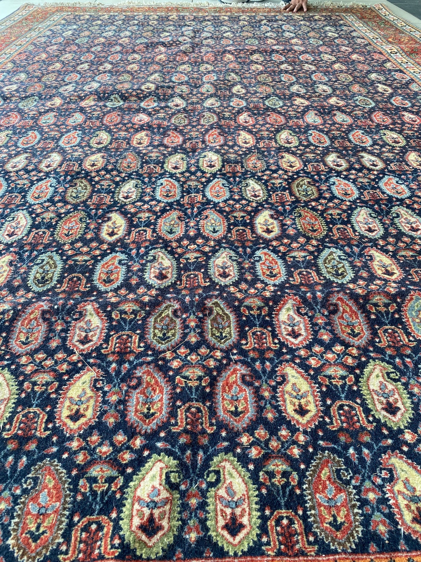 Turkish Hereke Wool Carpet with Unusual Boteh Motif Pattern