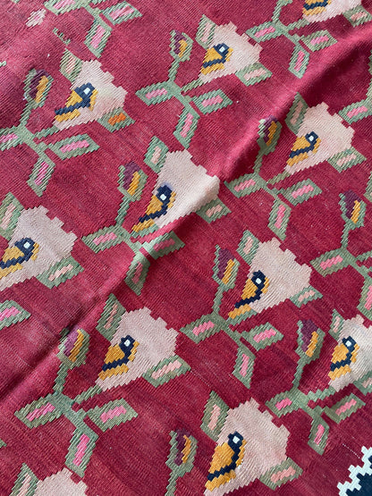 Karabagh kilim,Caucasus Kilim,Rose Motif,Caucasian Kilim, Kilim Rug, Decorative Kilim,4x8 Kilim,4x8 Rug