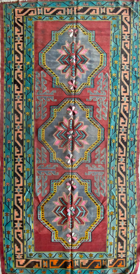 Antique Caucasus Kilim, Avar Kilim Rug, 5x10 Kilim Rug