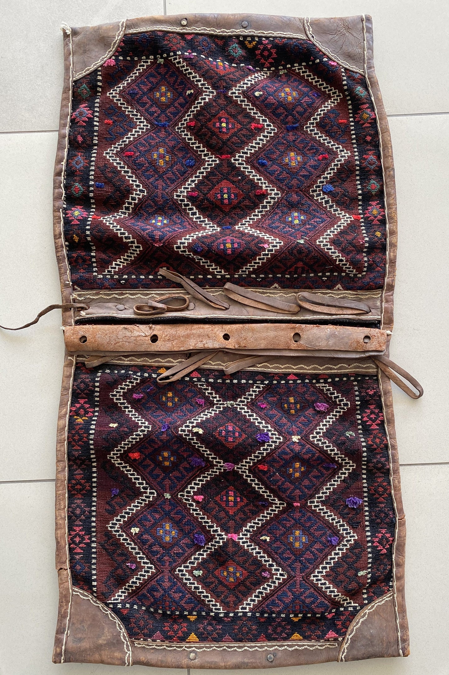 Kurdish Saddle Bag with Leather Details