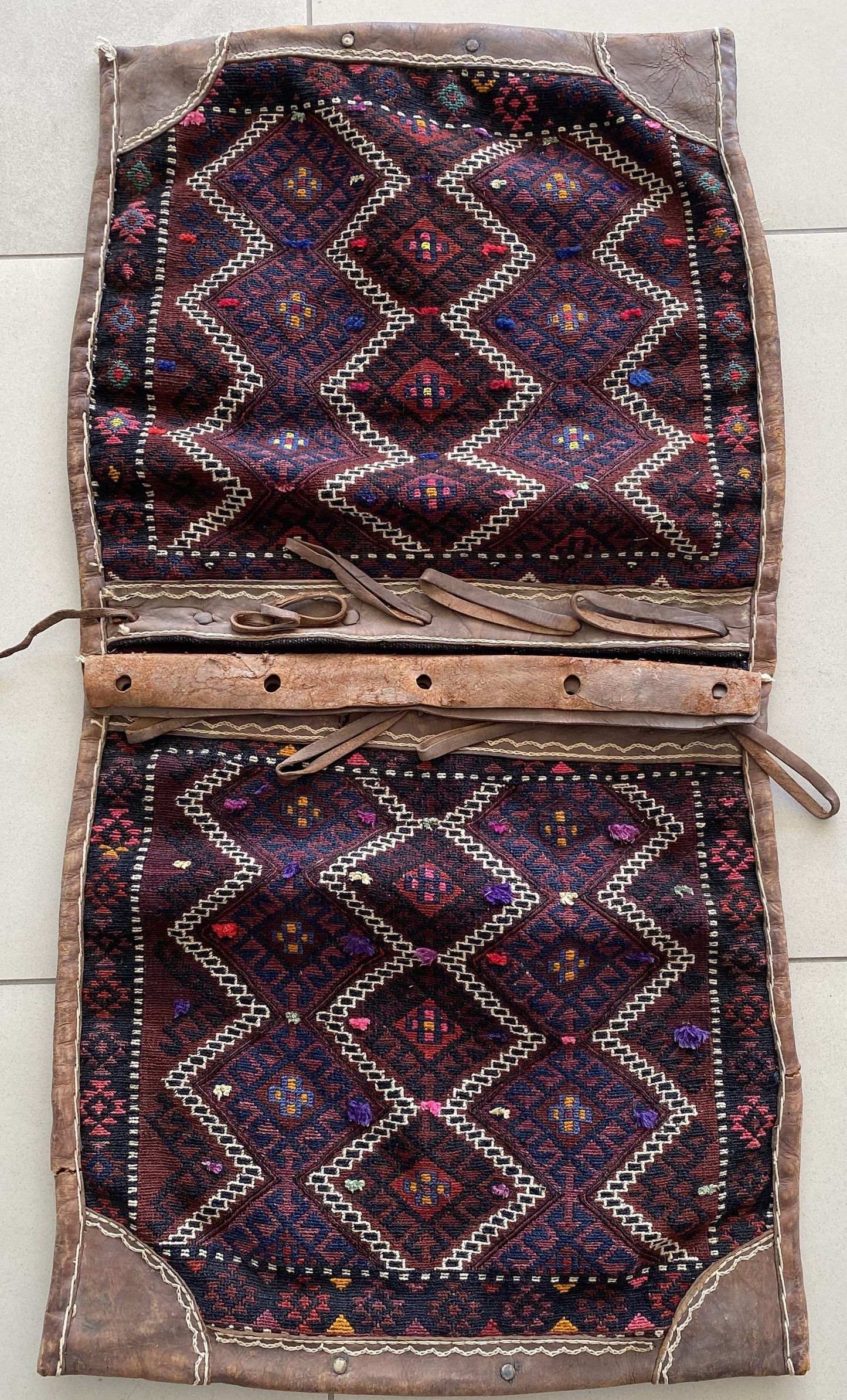 Kurdish Saddle Bag with Leather Details