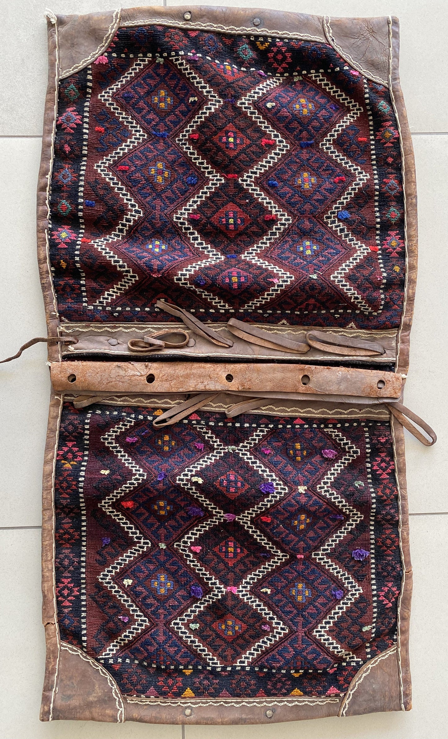 Kurdish Saddle Bag with Leather Details