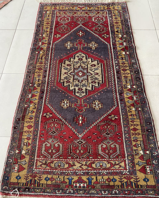 Turkish Vintage Rug, Yahyali Rug, Tribal Rug, 3x7 Rug,Ethnic Rug, Oriental Rug, Handwoven Rug, Nomadic Rug,Rug for Living Room, Kitchen Rug