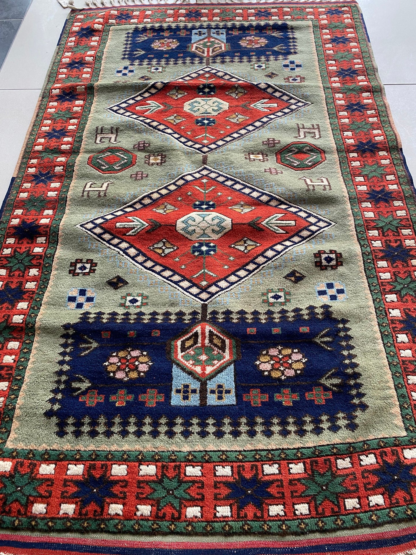 Vintage Rug,Wool Rug,Anatolian Rug,Konya Rug,Kars Rug,Kazak Design Rug,Oriental Rug,Tribal Rug,Nomadic Rug,Turkish Rug,4x6 Rug,Handmade