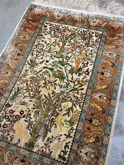 Exclusive Turkish Pure Silk Hereke Rug