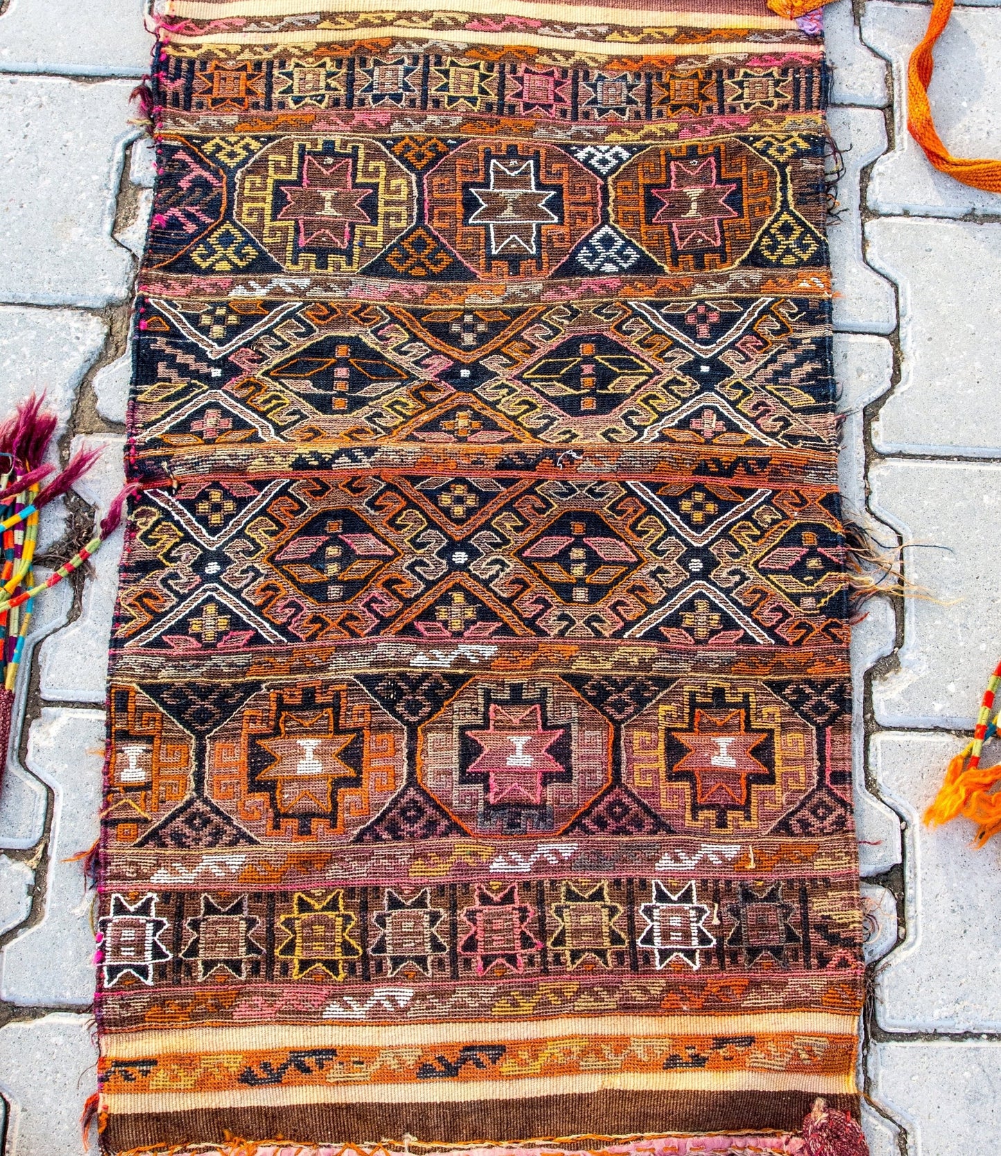 Kurdish Kilim Piece, Bag Face, Open Parzun, Storage Bag Face