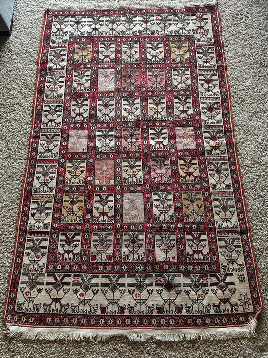 Sumak Rug, Kilim Rug, Silk Sumak, 4x6 Rug