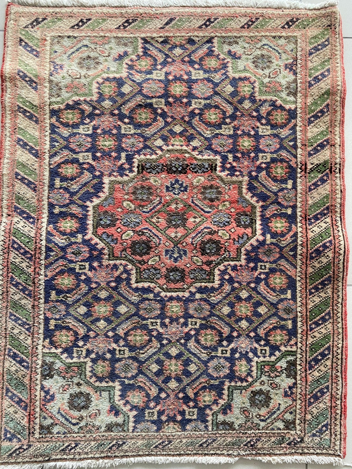 Vintage Rug, Oriental Handwoven Wool Tribal Rug