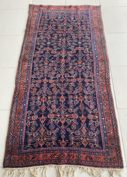 Antique Kurdish Rug, Handwoven Tribal Oriental Rug, 4x8 Rug