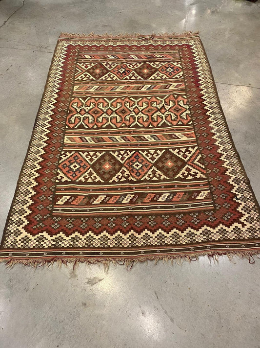 Kurdish Kilim Rug, Kurdish Rug, 5x7 Kilim Rug, Area Kilim Rug, Vintage Flatweave Rug