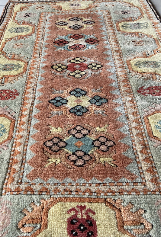 Turkish Vintage Rug, Milas Rug, 3x4 Rug, Oriental Rug, Tribal Rug, Wool Rug, Area Rug, Nomadic Rug,Anatolian Rug,Handwoven Rug