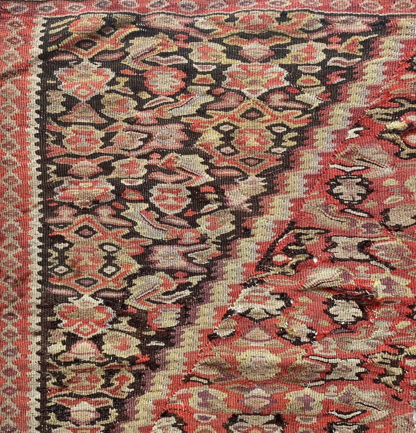 Antique Senneh Kurdish Kilim Rug