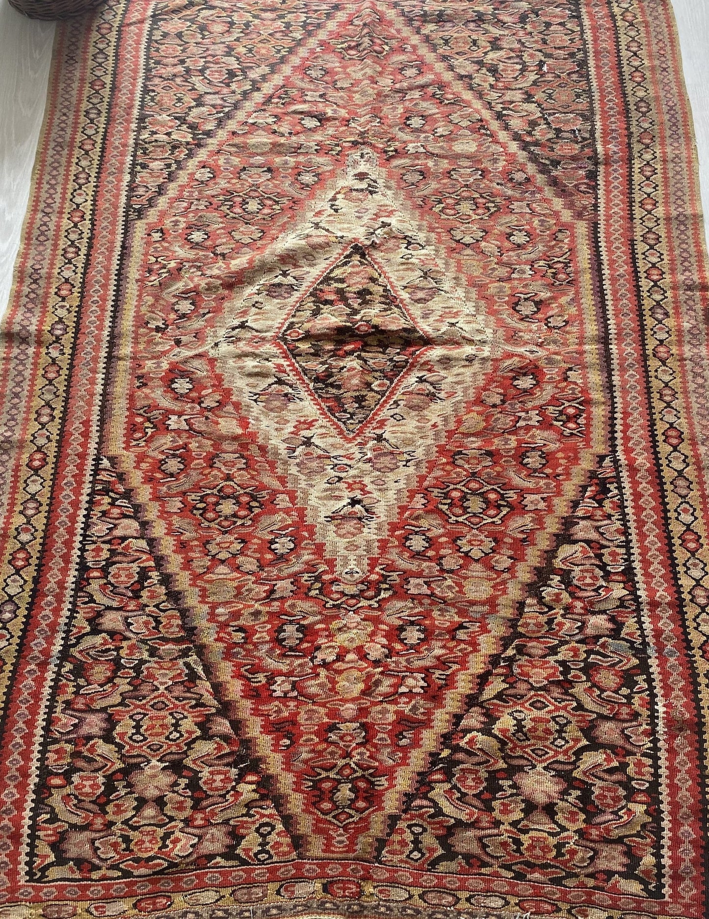 Antique Senneh Kurdish Kilim Rug