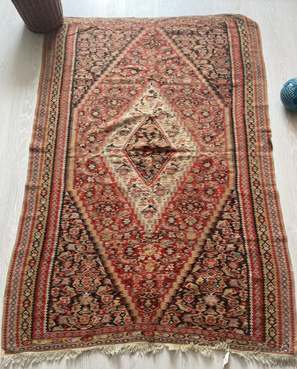 Antique Senneh Kurdish Kilim Rug