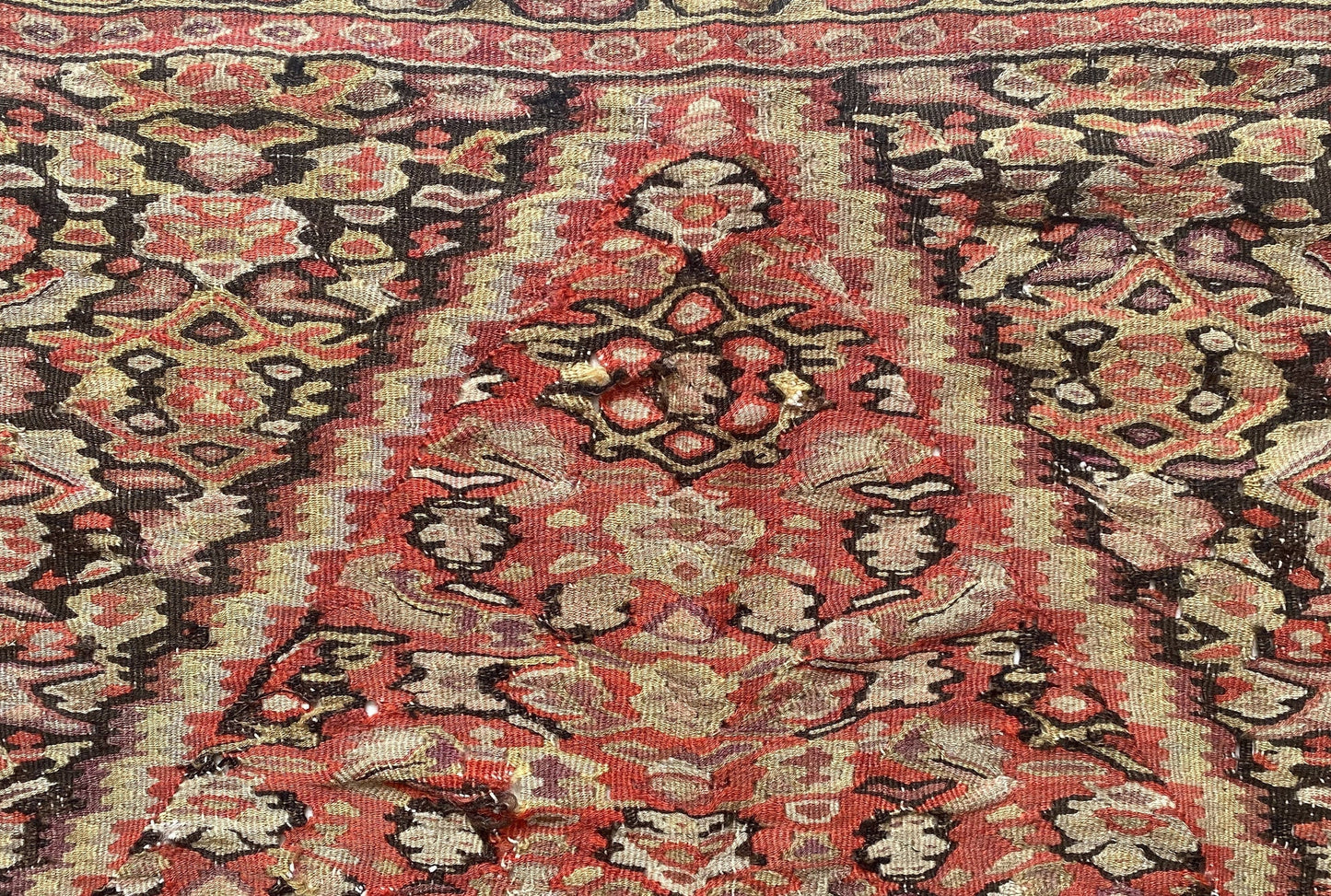 Antique Senneh Kurdish Kilim Rug